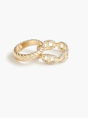 Jcrew Crystal chain rings set-of-two NWT